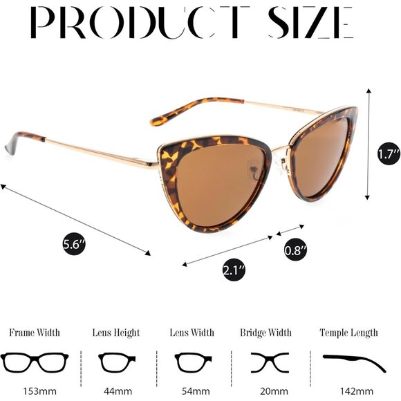 ✨Women\'s Brown Retro Big Frame Cat Eye Polarized with Spring Hinge Sunglasses